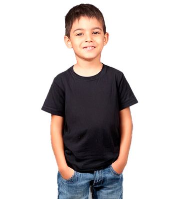 Camiseta Niño Unisex Negra de Algodón 100% Descuentos por cantidades