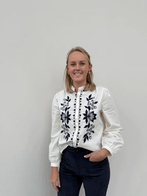 BLOES GEBORDUURD WIT-BLAUW SALE