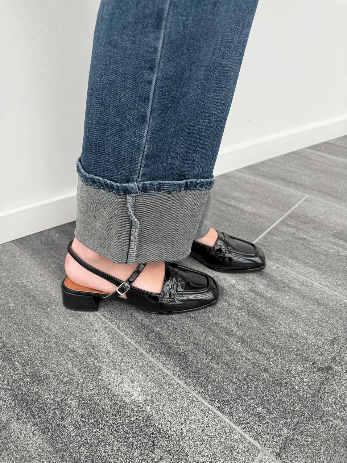 MOCASSINS MET HAK ZWART