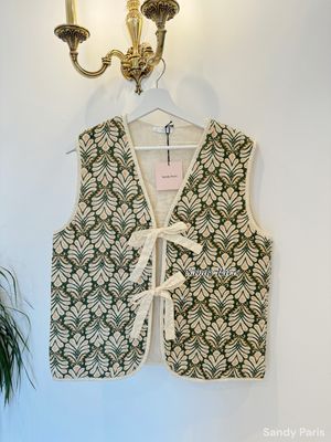 GILET MET STRIKJES KAKI ONE SIZE
