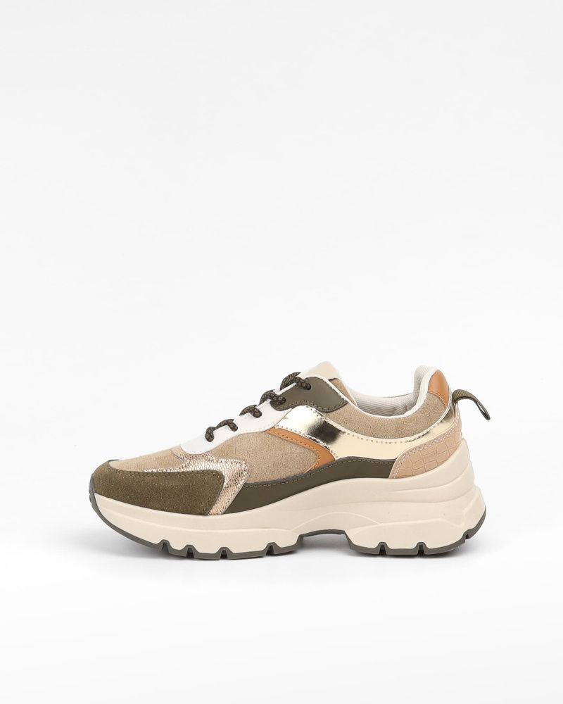 BASKETS KAKI-BEIGE RONDE PRIJS