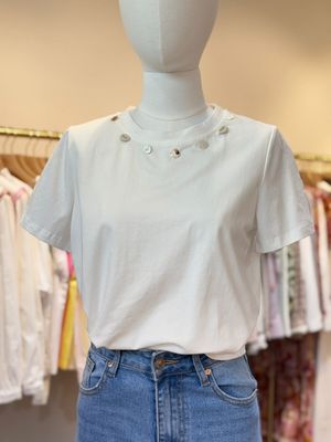 T-SHIRT MET SCHELPJES WIT