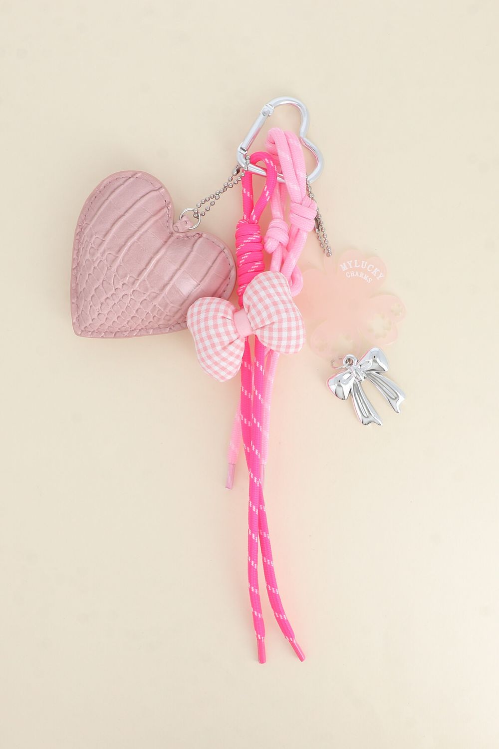 SLEUTELHANGER-BAG CHARMS HART ROZE