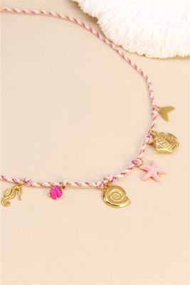 KETTING SCHELP-ZEEPAARDJE ROZE