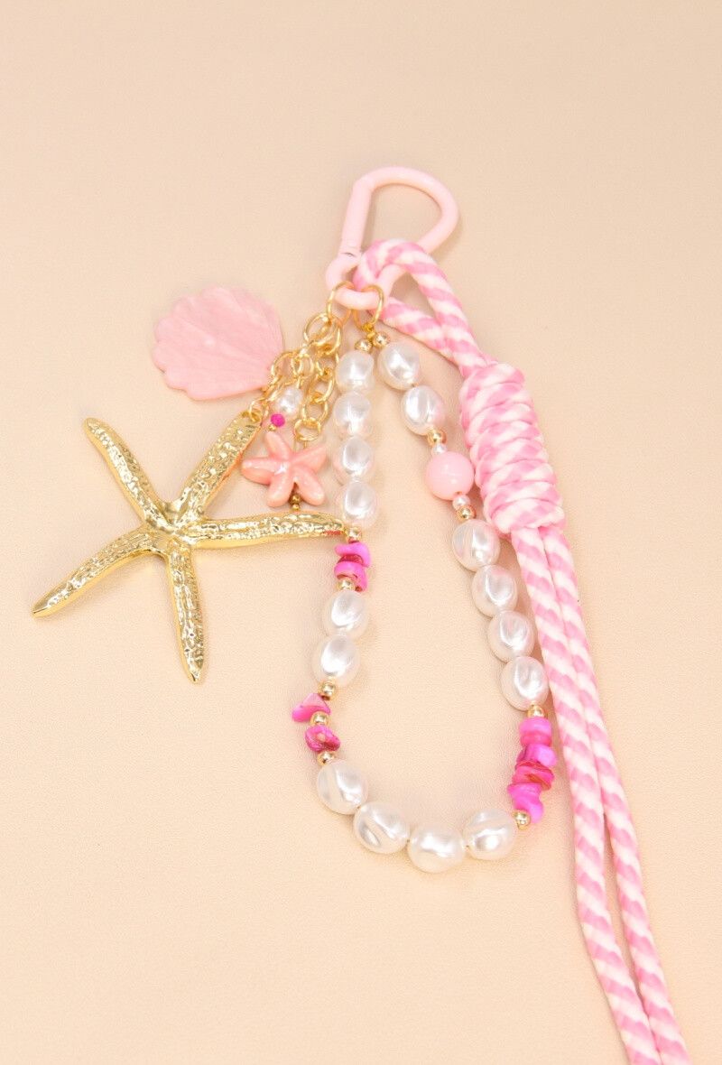 SLEUTELHANGER- BAG CHARMS ZEESTER LICHT ROZE