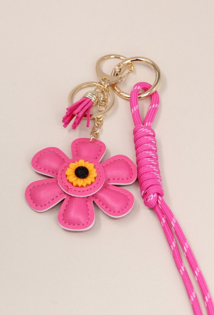SLEUTELHANGER-BAG CHARMS BLOEM DONKER ROZE