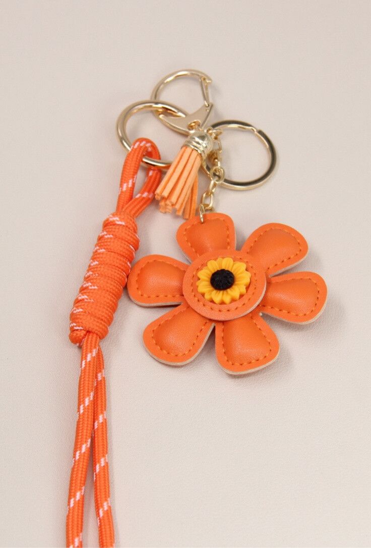 SLEUTELHANGER-BAG CHARMS BLOEM ORANJE