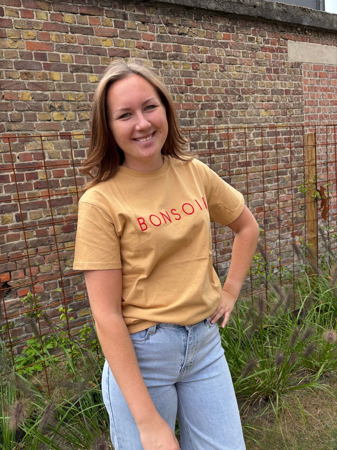 T-SHIRT BONSOIR BEIGE