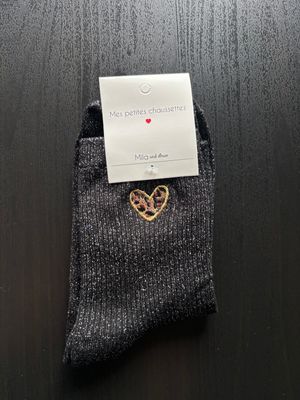 GLITTER KOUSEN ZWART HARTJE