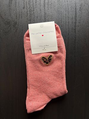 GLITTER KOUSEN ROZE HARTJE