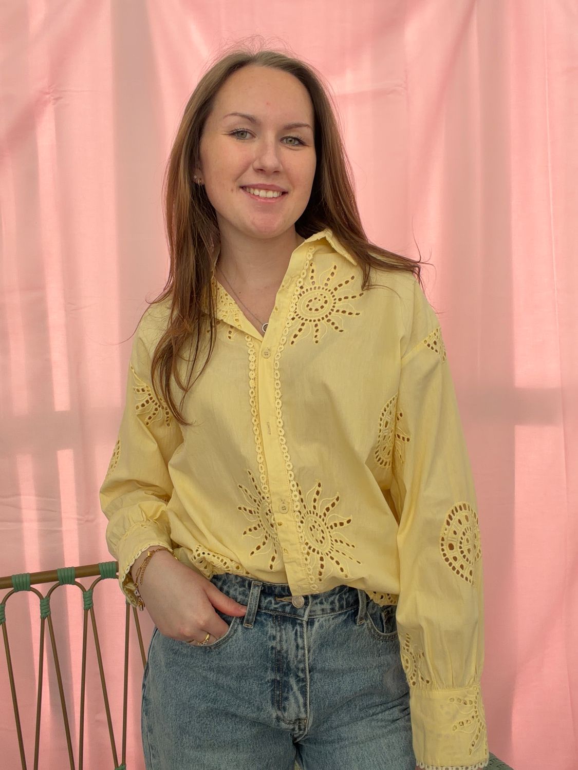 BLOES LICHT GEEL GEBORDUURD