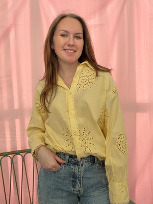 BLOES LICHT GEEL GEBORDUURD