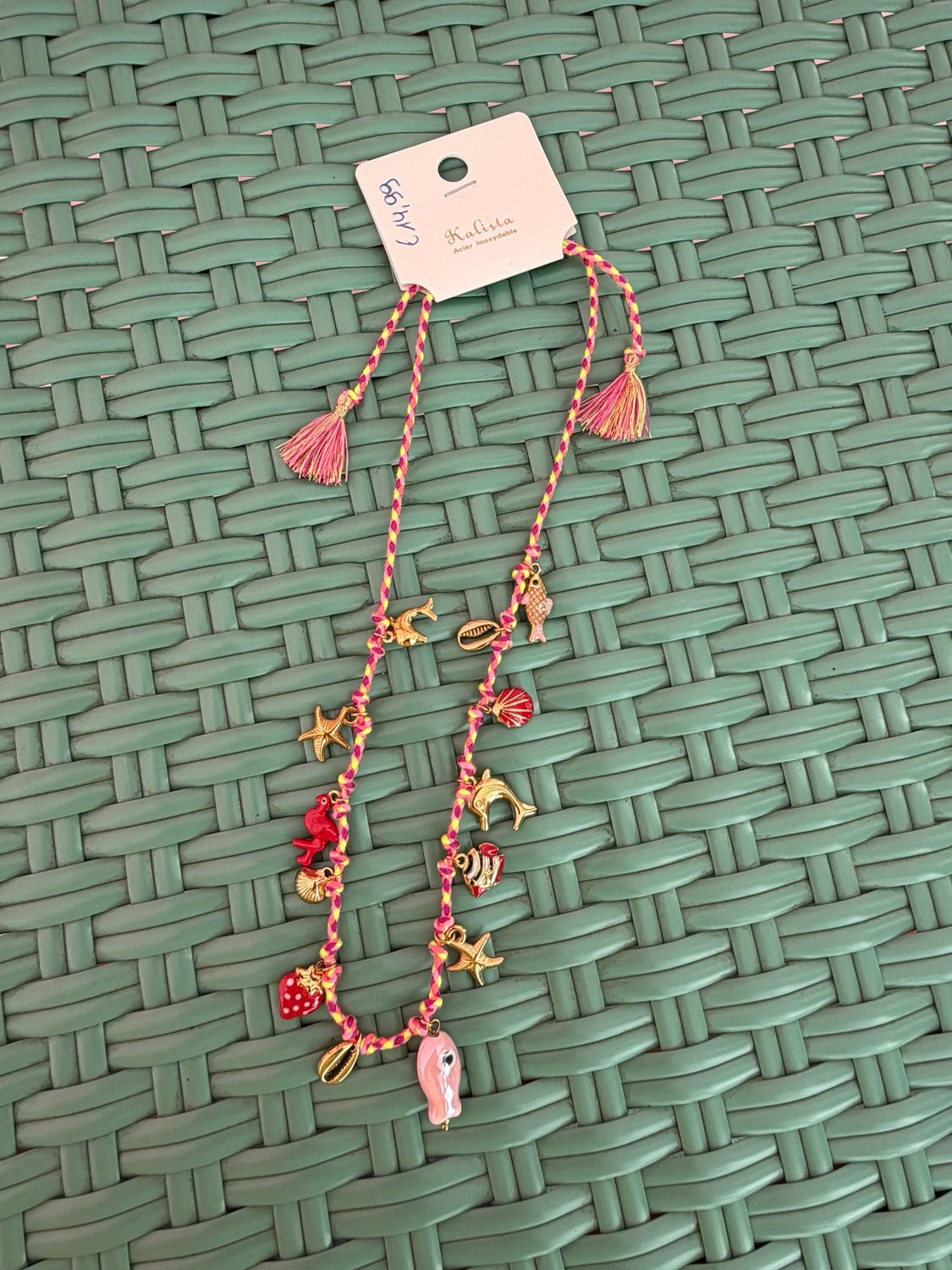 KETTING MET ROZE BEDELTJES