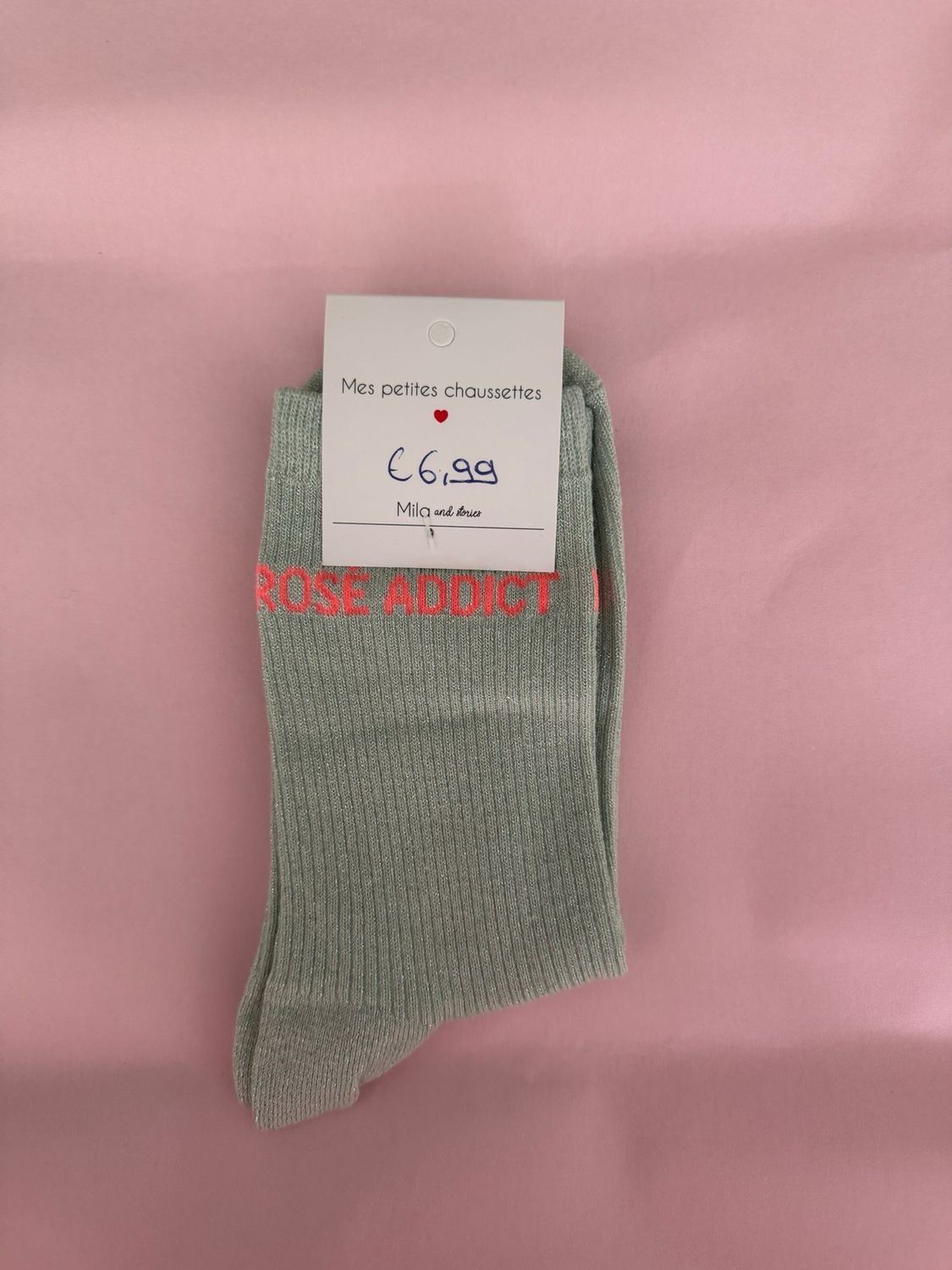 GLITTER KOUSEN MUNT GROEN ‘ROSÉ ADDICT’