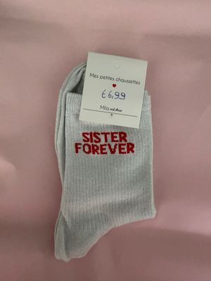 GLITTER KOUSEN GRIJS ‘SISTER FOREVER’