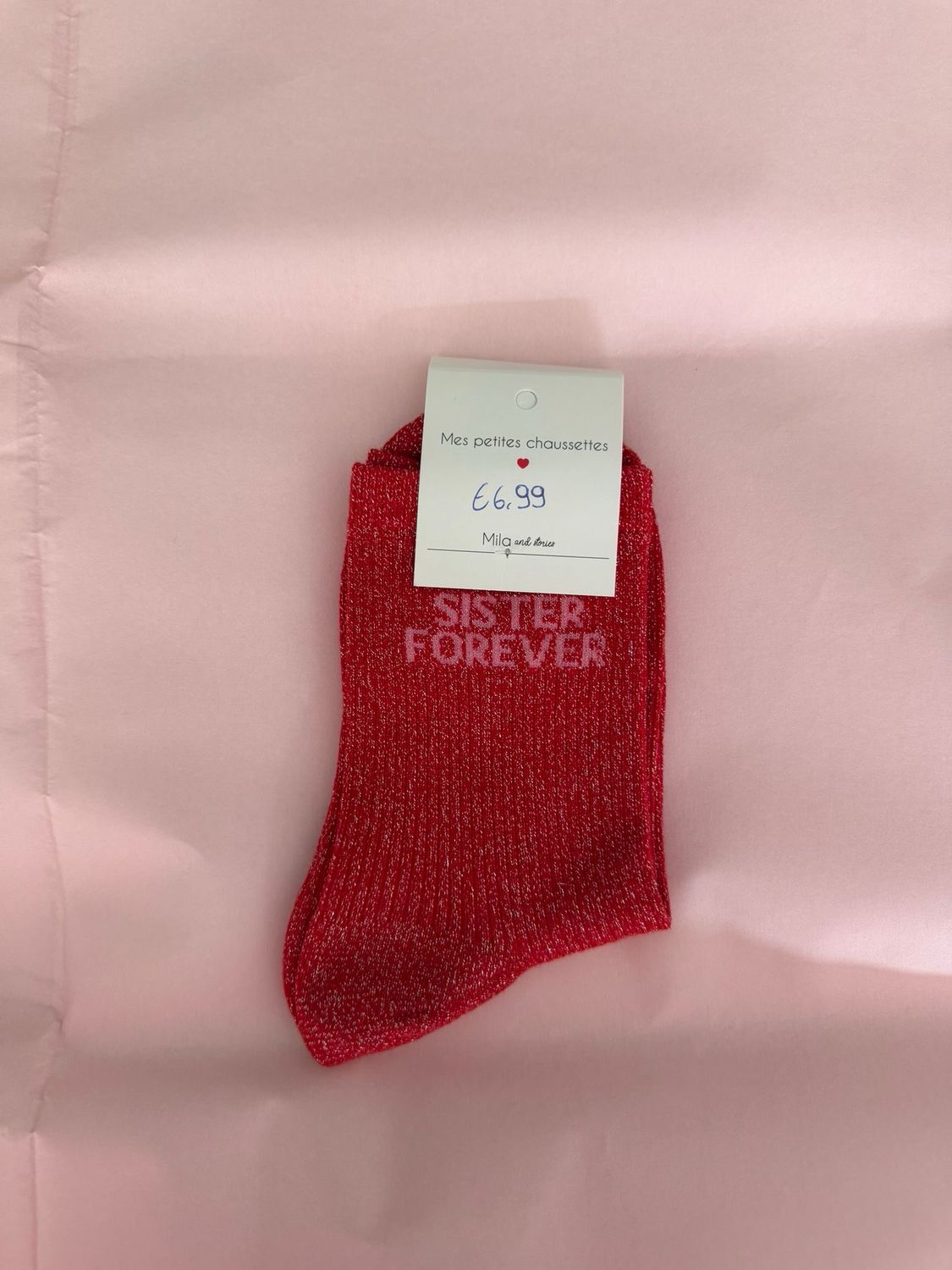 GLITTER KOUSEN ROOD ‘SISTER FOREVER’