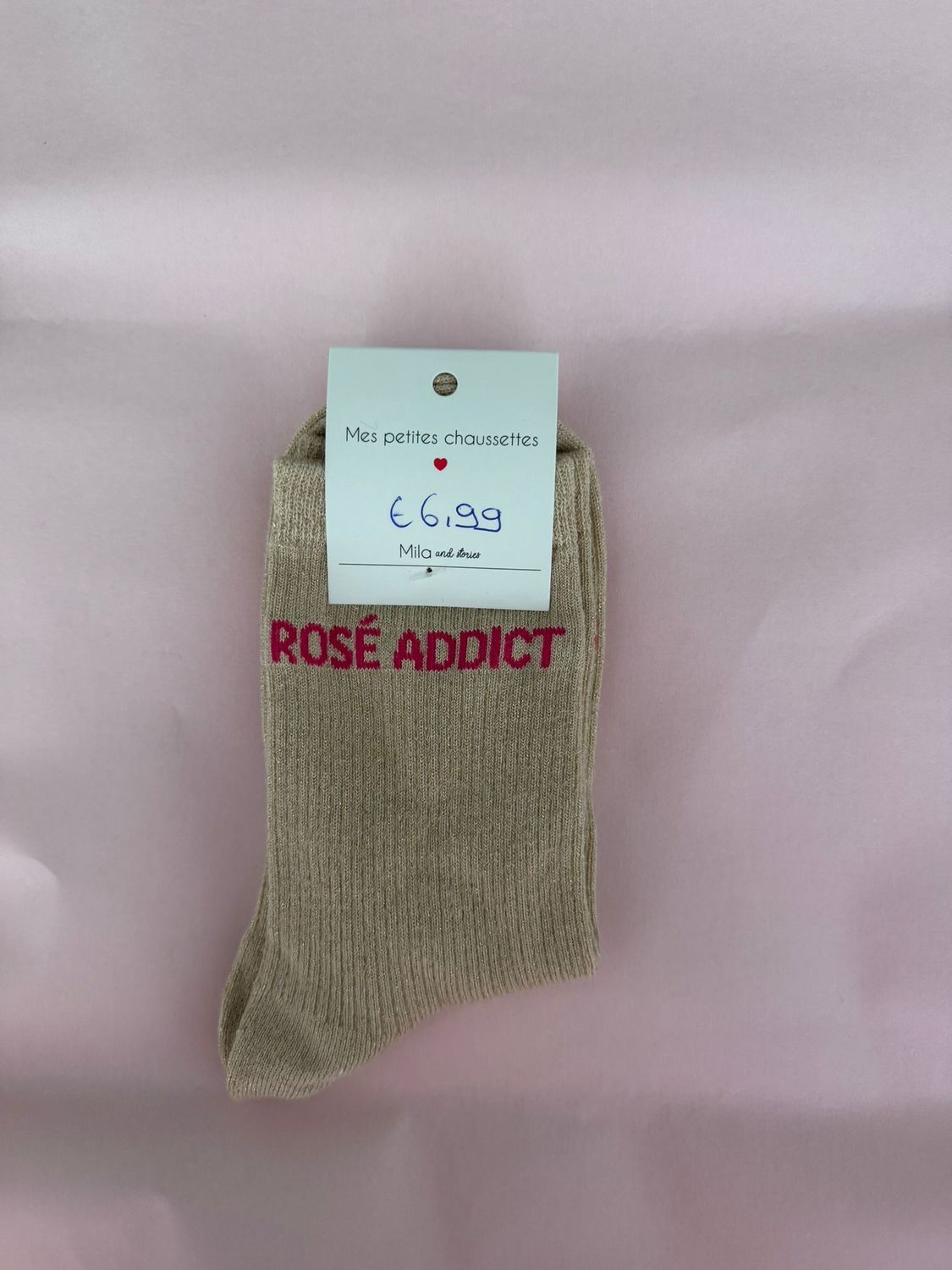 GLITTER KOUSEN BEIGE ‘ROSÉ ADDICT’