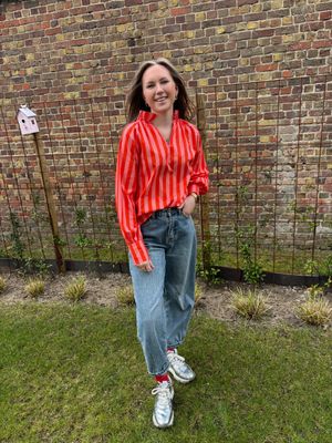 BLOES GESTREEPT ROZE