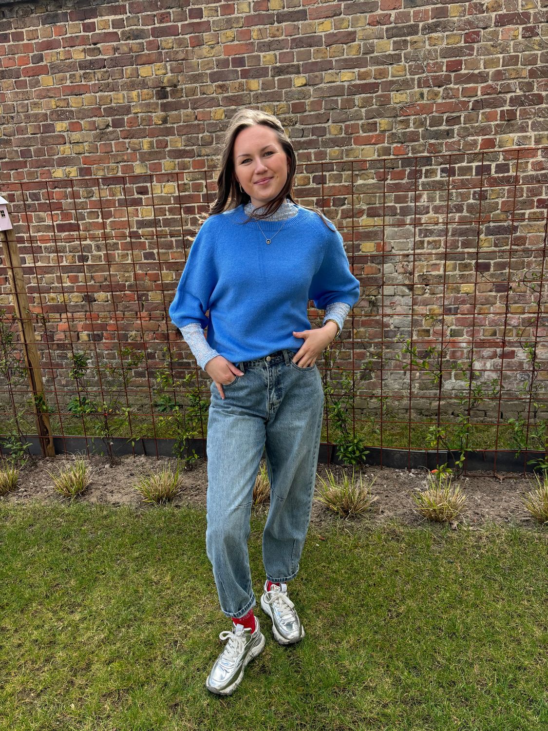 TRUI MET HALFLANGE MOUW BLAUW