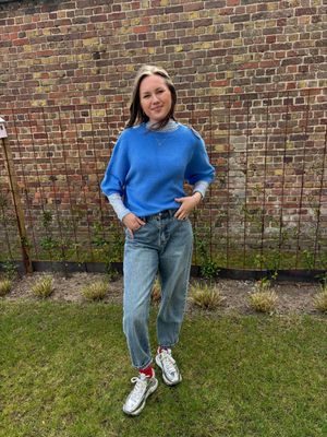 TRUI MET HALFLANGE MOUW BLAUW