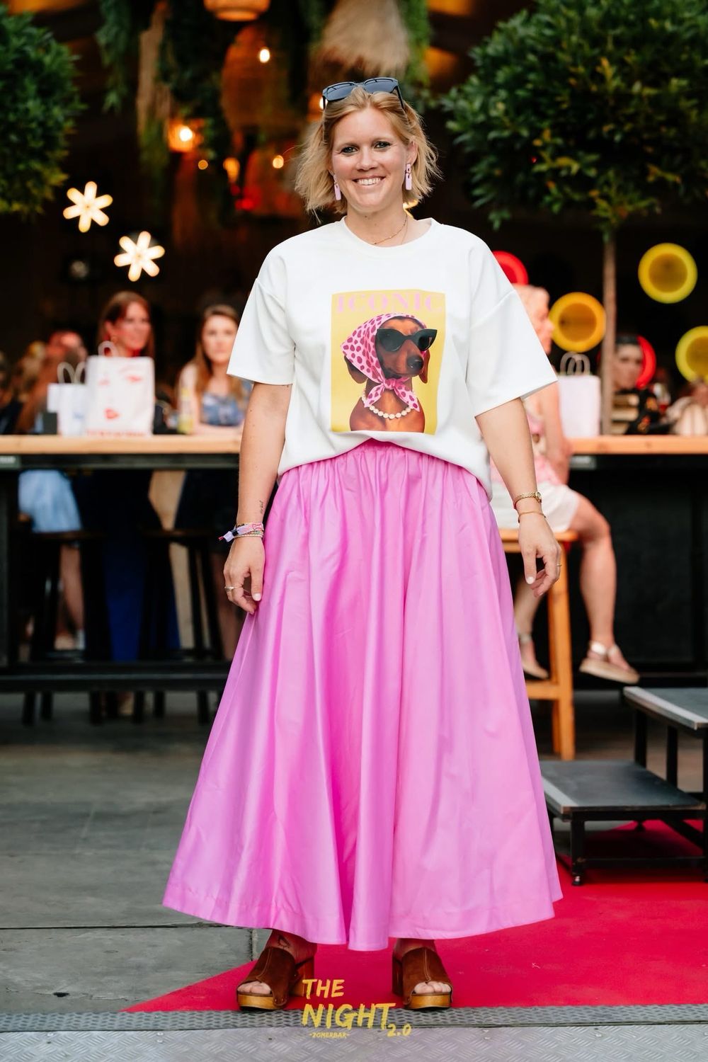 LANGE ROK MET ZAKKEN ROZE