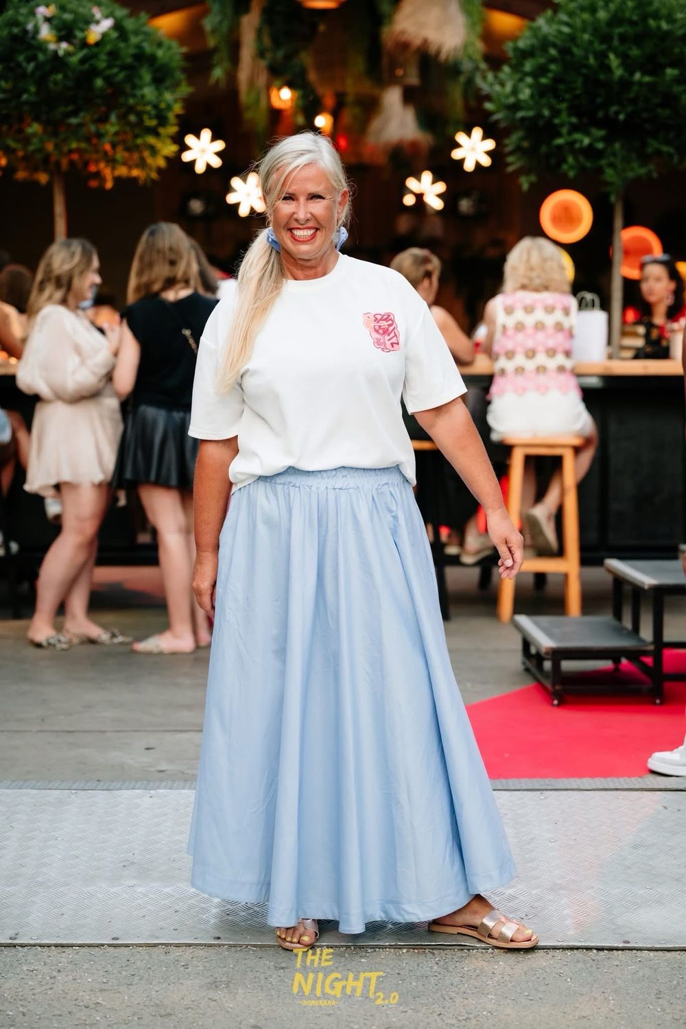 LANGE ROK MET ZAKKEN BLAUW