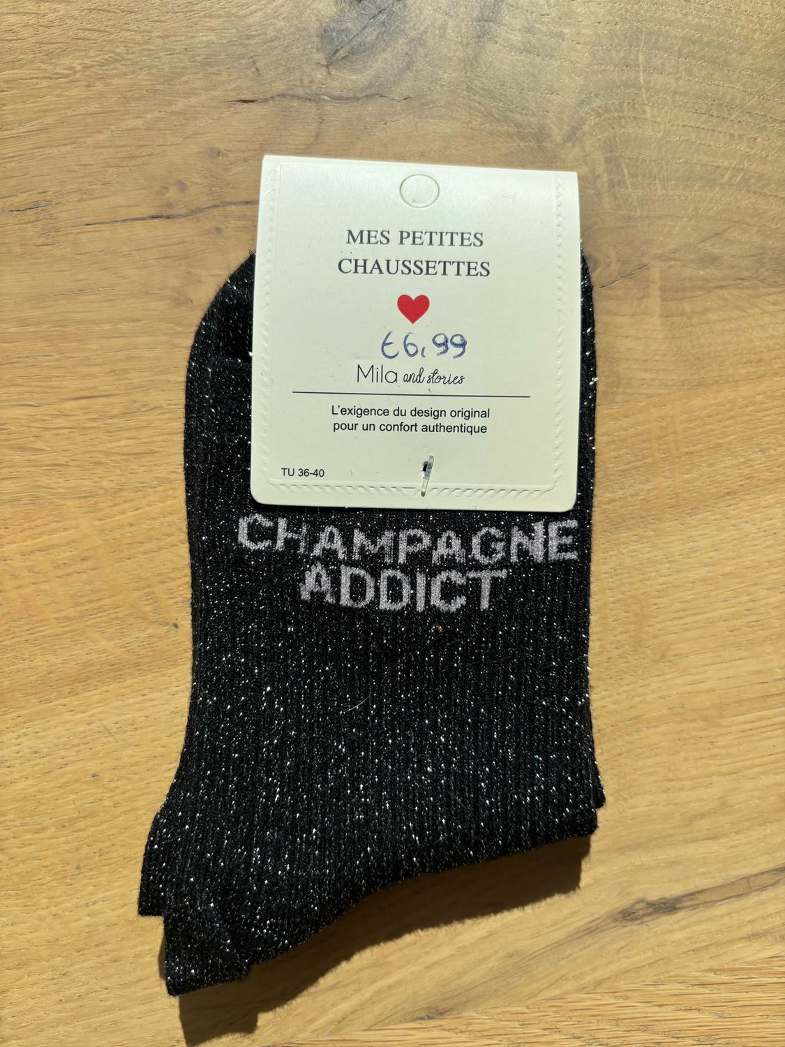 GLITTER KOUSEN ZWART ‘GHAMPAGNE ADDICT’