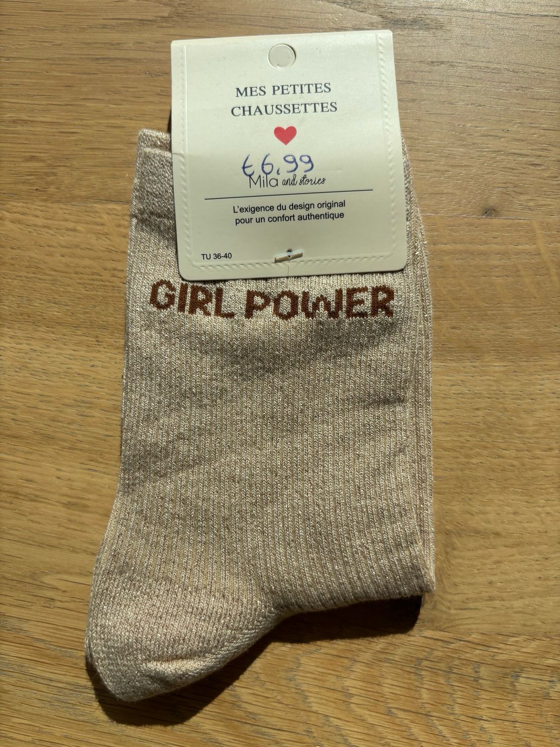 GLITTER KOUSEN BEIGE ‘GIRL POWER’