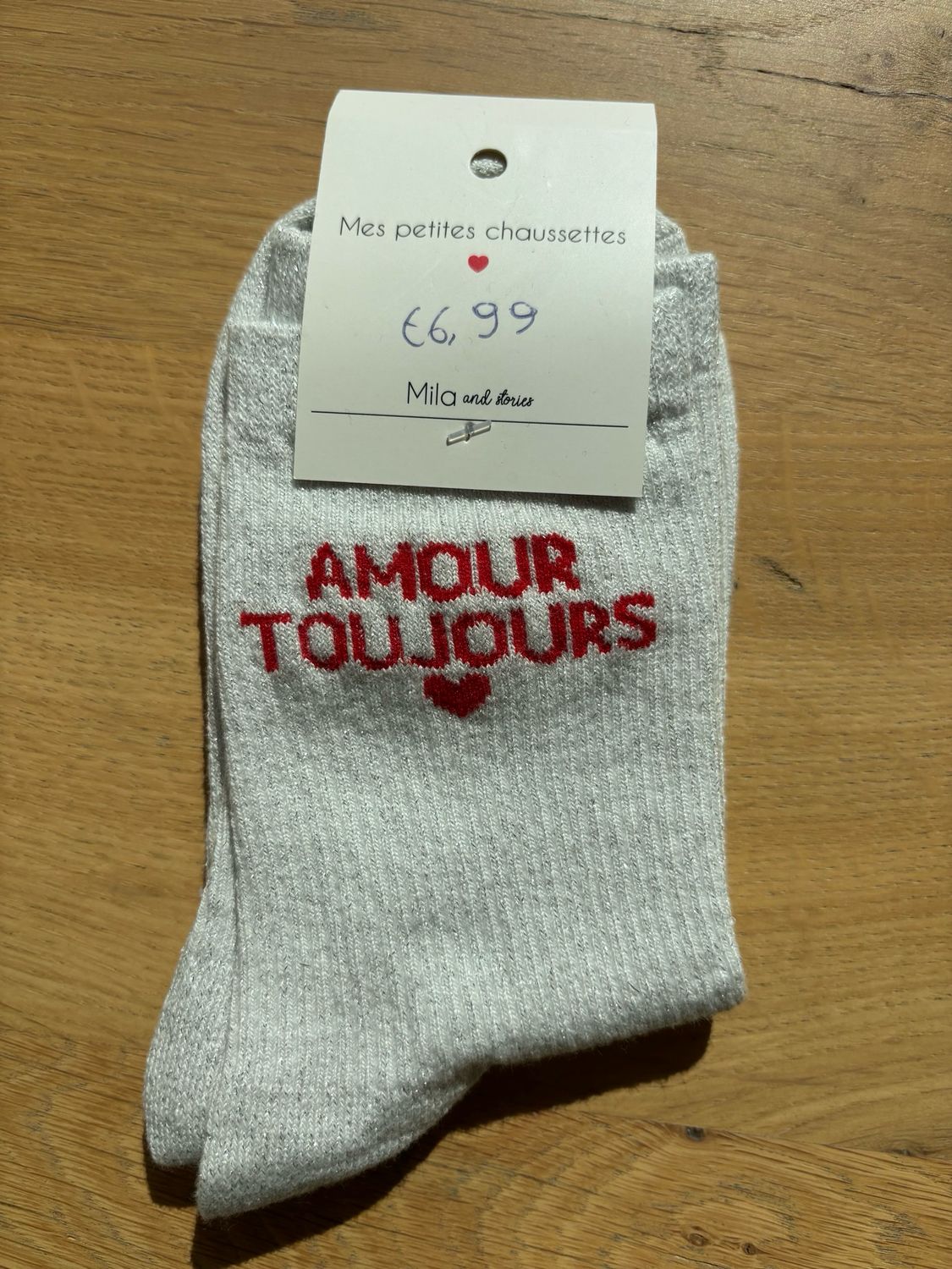 GLITTER KOUSEN GRIJS ‘AMOUR TOUJOURS’