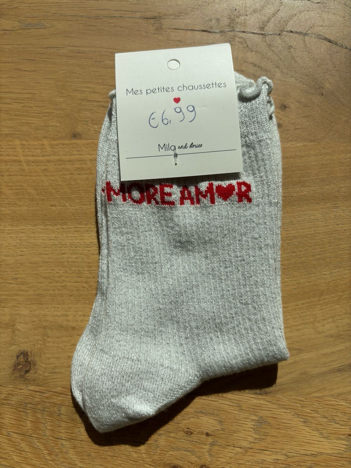 GLITTER KOUSEN GRIJS ‘MORE AMOR’