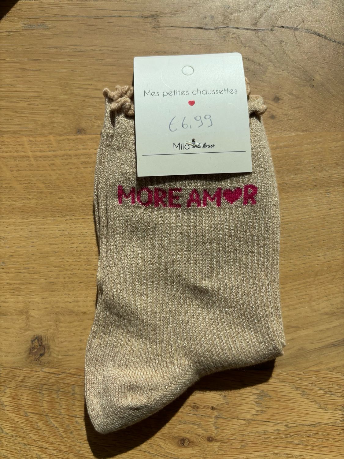 GLITTER KOUSEN BEIGE ‘MORE AMOR’