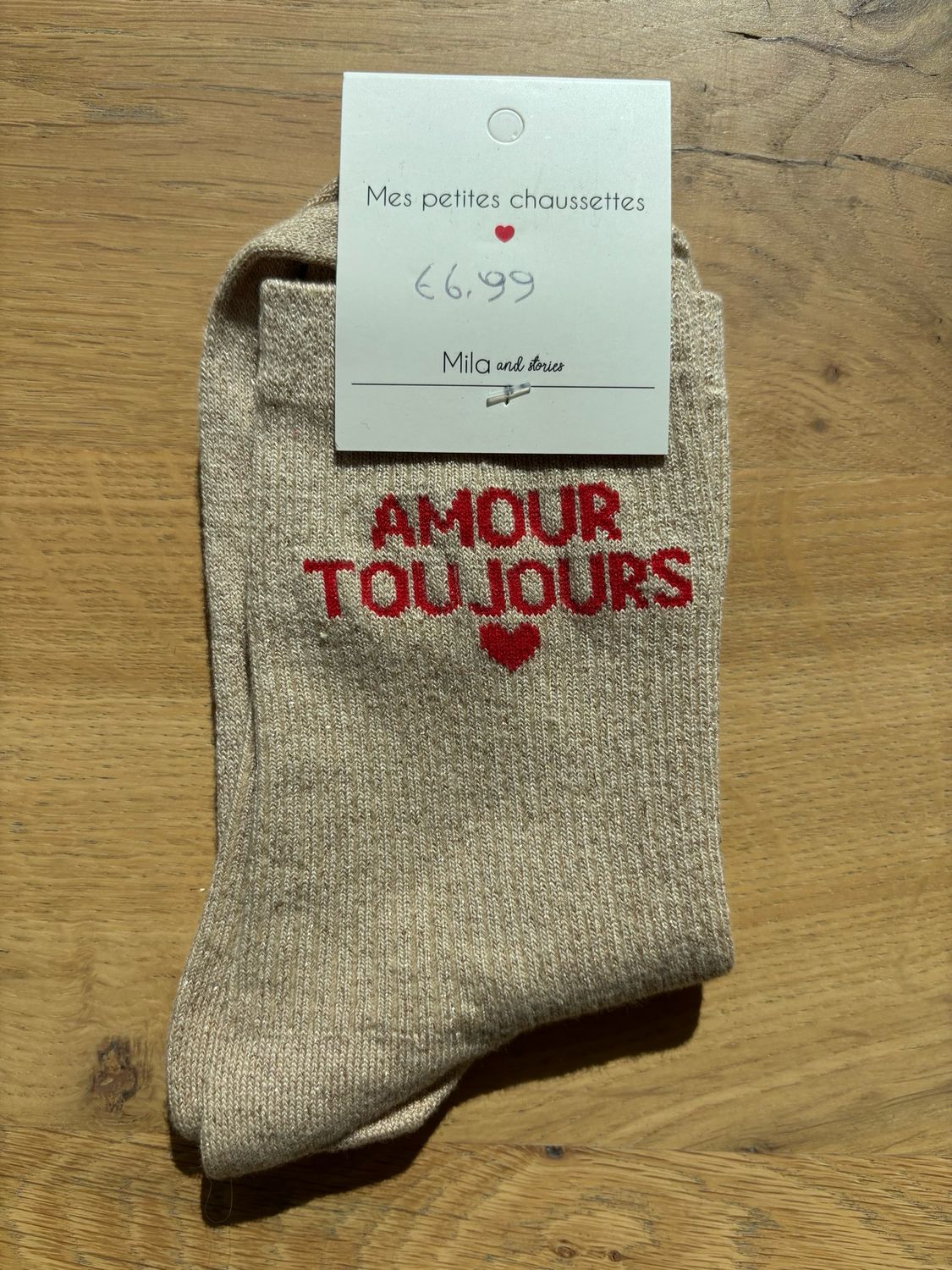 GLITTER KOUSEN BEIGE ‘AMOUR TOUJOURS’