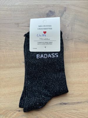 GLITTER KOUSEN ZWART ‘BADASS’