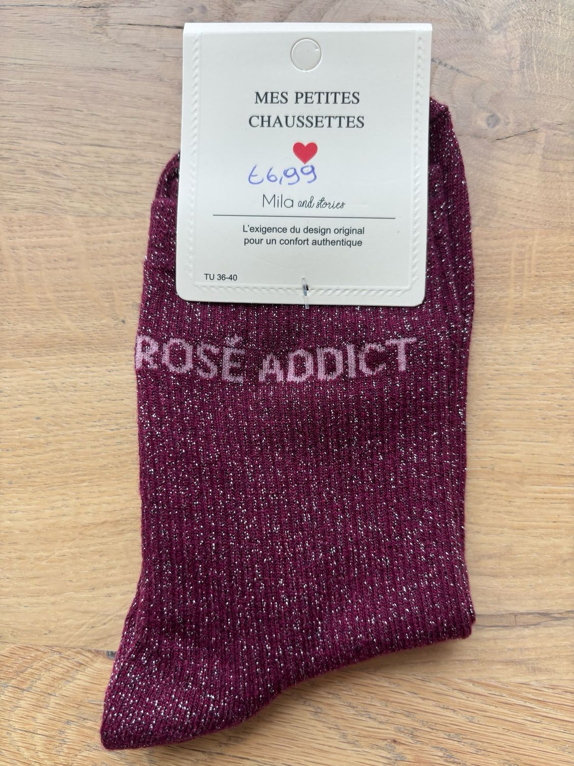 GLITTER KOUSEN BURGUNDY ‘ROSÉ ADDICT’