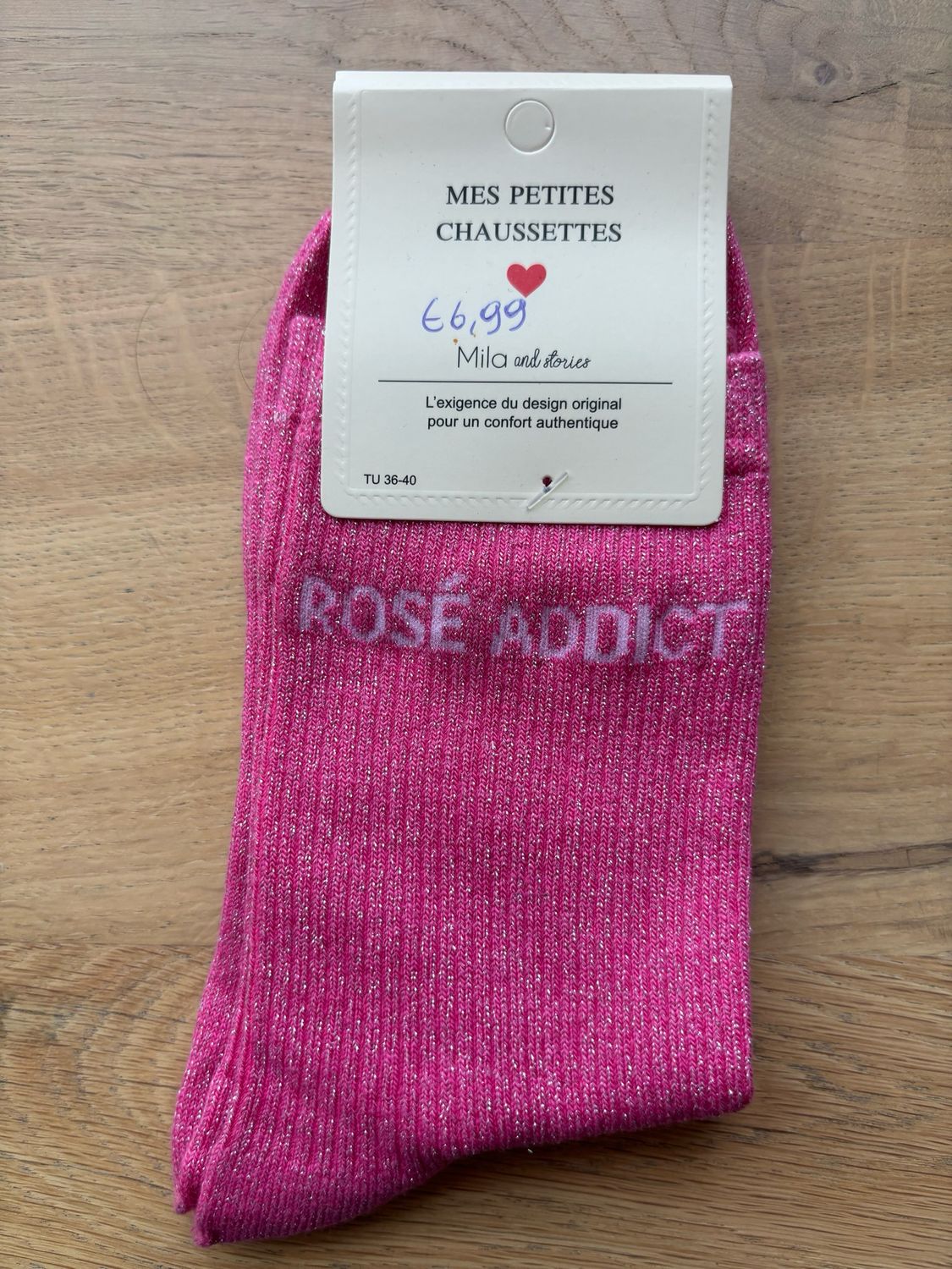 GLITTER KOUSEN FEL ROZE ‘ROSÉ ADDICT’