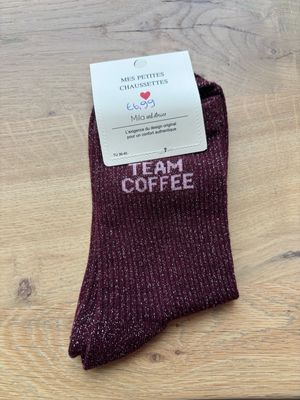 GLITTER KOUSEN BURGUNDY ‘TEAM COFFEE’