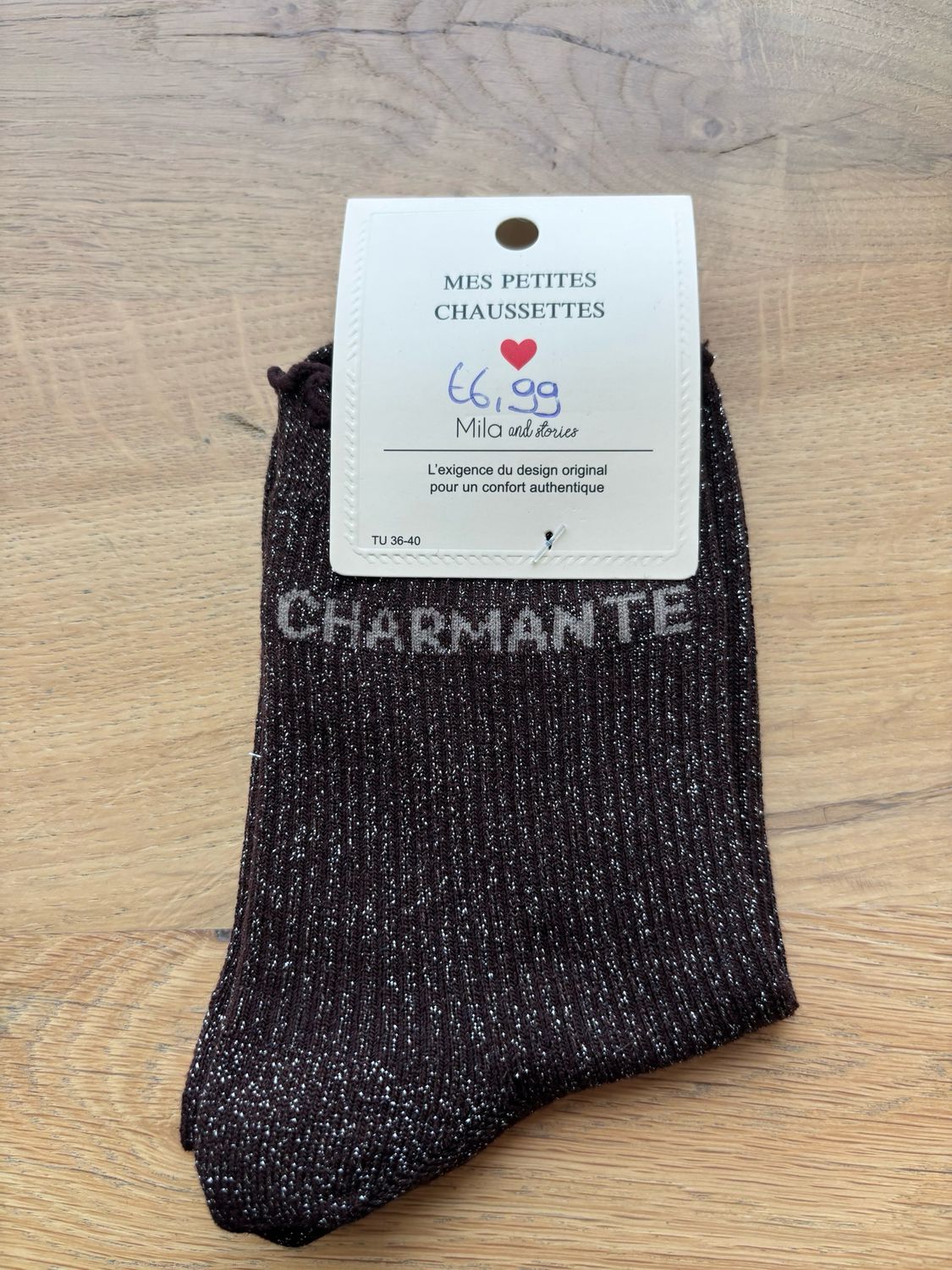 GLITTER KOUSEN DONKER BRUIN ‘CHARMANTE’