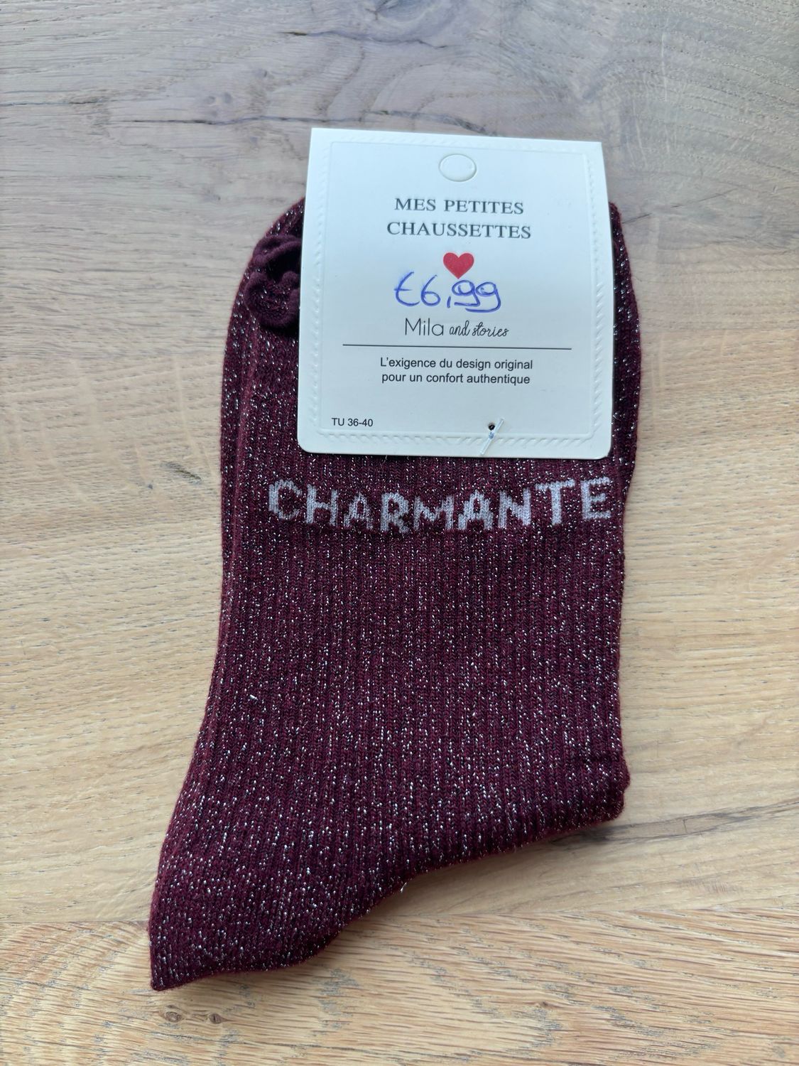 GLITTER KOUSEN BURGUNDY ‘CHARMANTE’