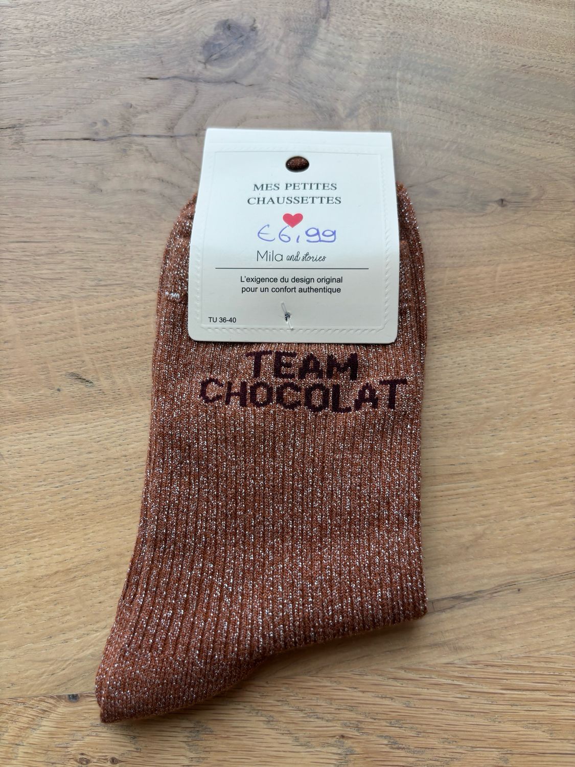 GLITTER KOUSEN BRUIN ‘TEAM CHOCOLAT’