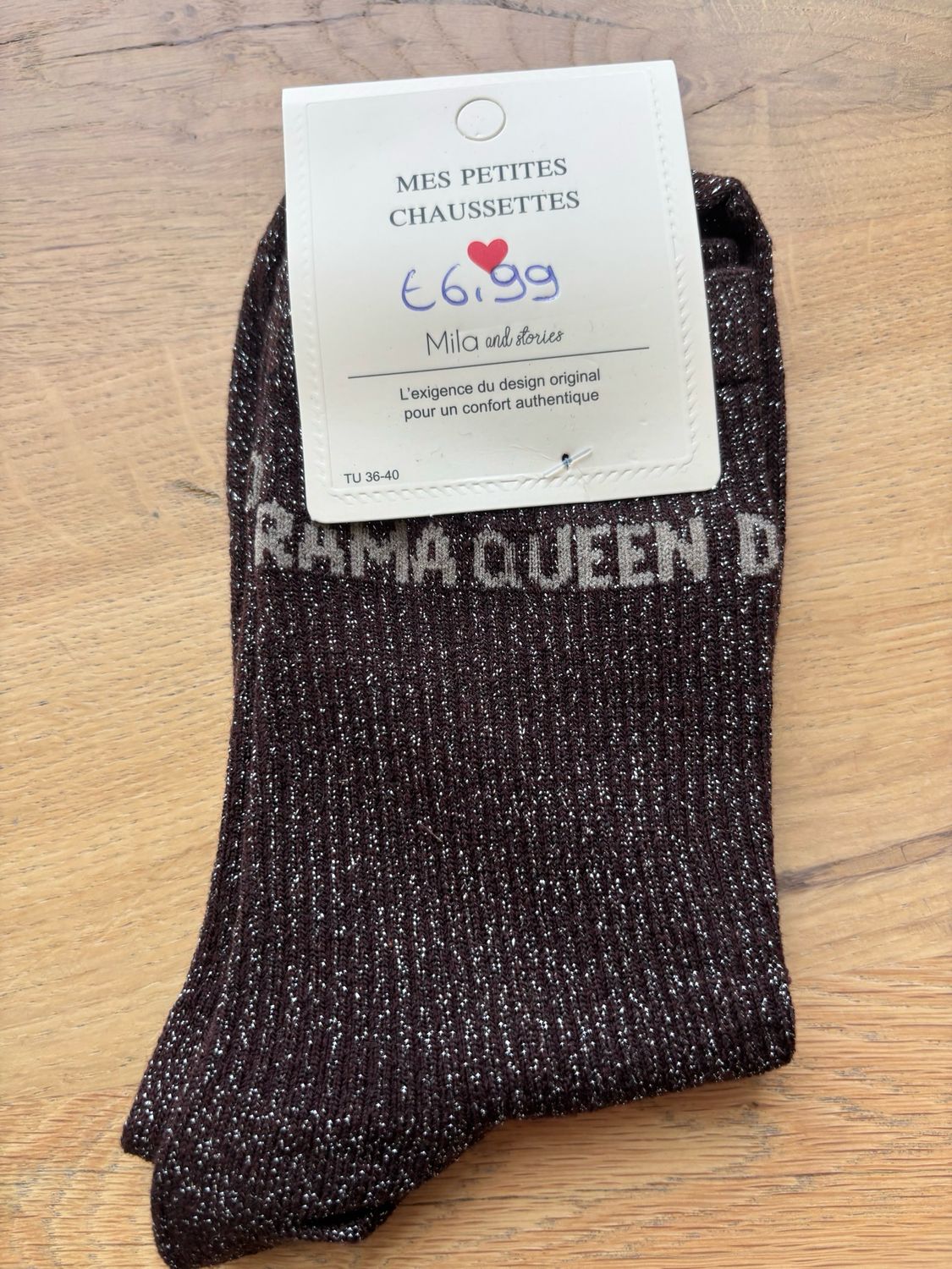 GLITTER KOUSEN DONKER BRUIN ‘DRAMA QUEEN’
