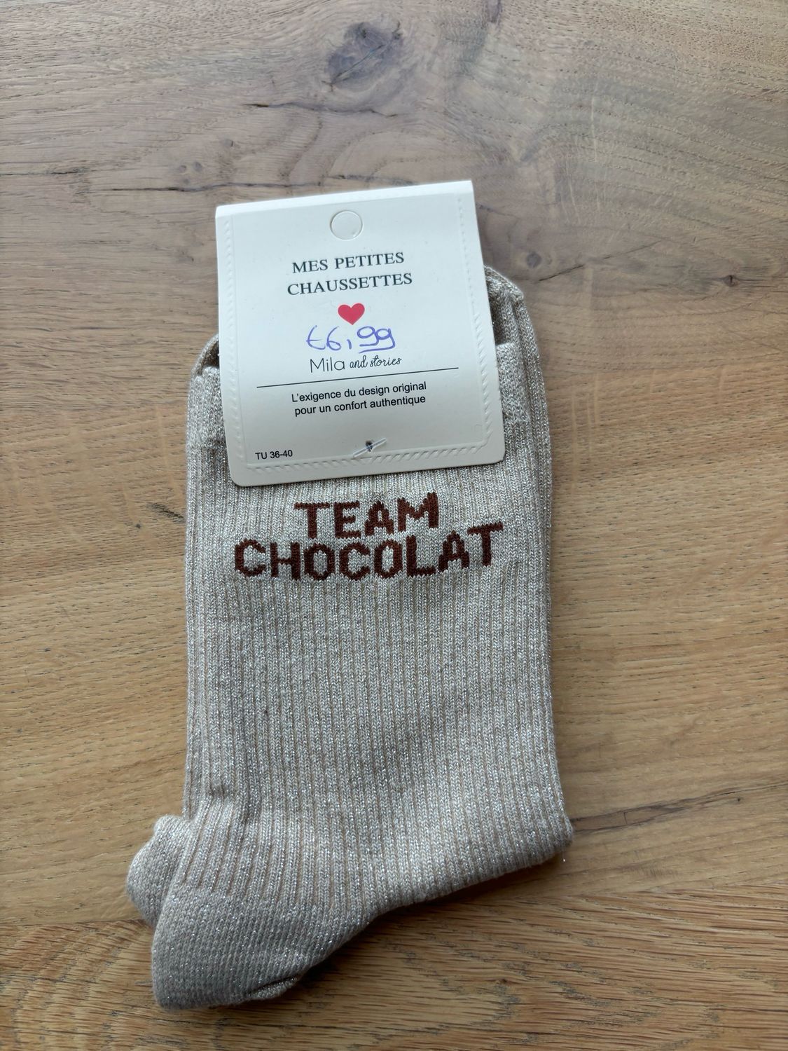 GLITTER KOUSEN BEIGE ‘TEAM CHOCOLAT’