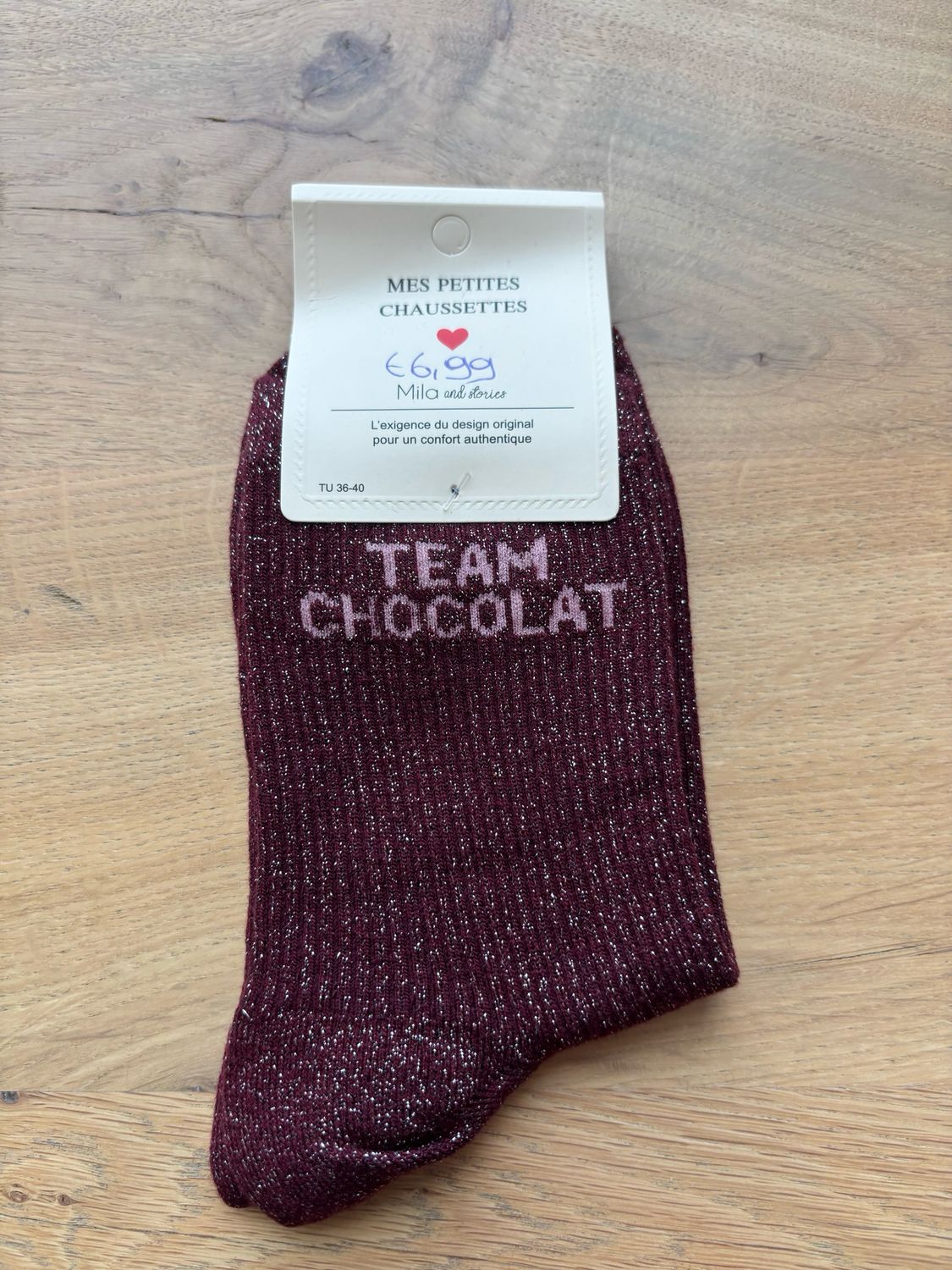GLITTER KOUSEN BURGUNDY ‘TEAM CHOCOLAT’