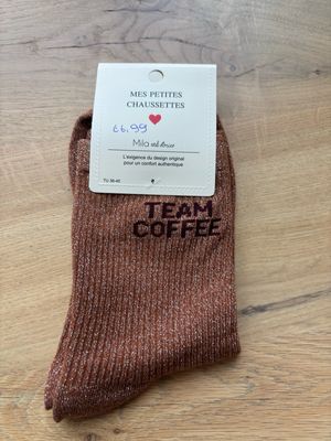 GLITTER KOUSEN BRUIN ‘TEAM COFFEE’