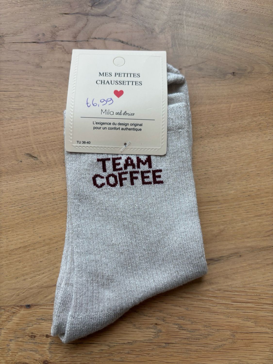 GLITTER KOUSEN CRÈME ‘TEAM COFFEE’