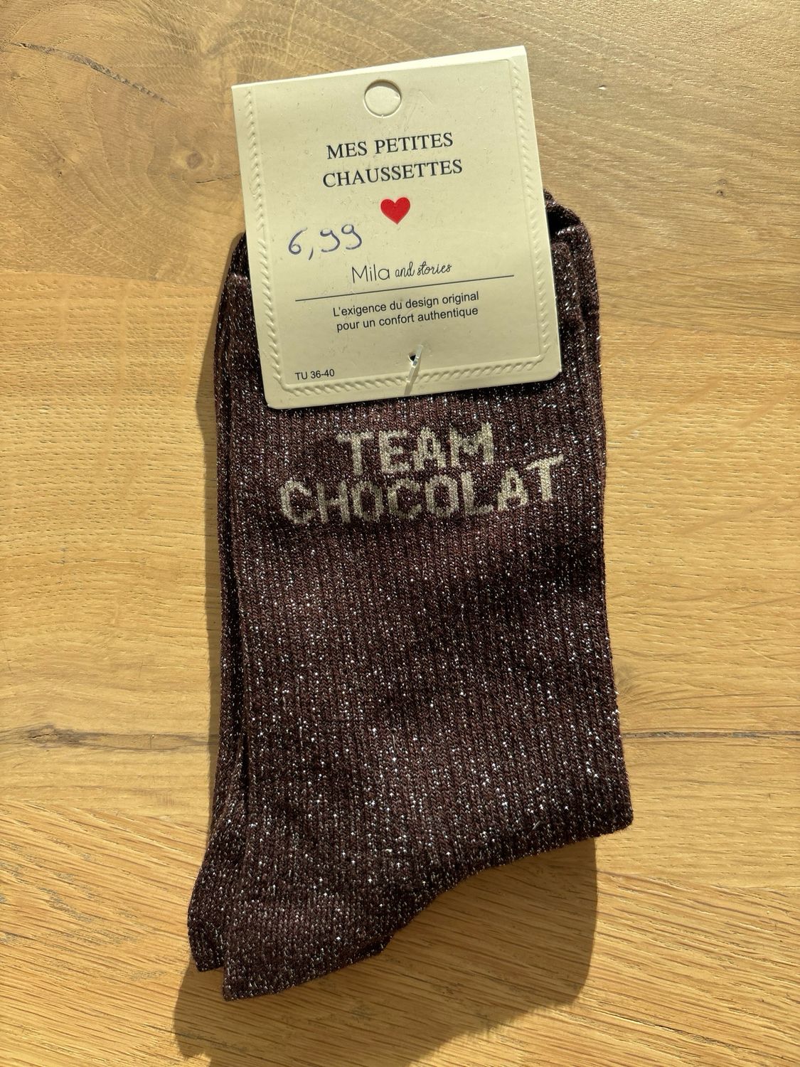 GLITTERKOUSEN DONKERBRUIN ‘TEAM CHOCOLAT’