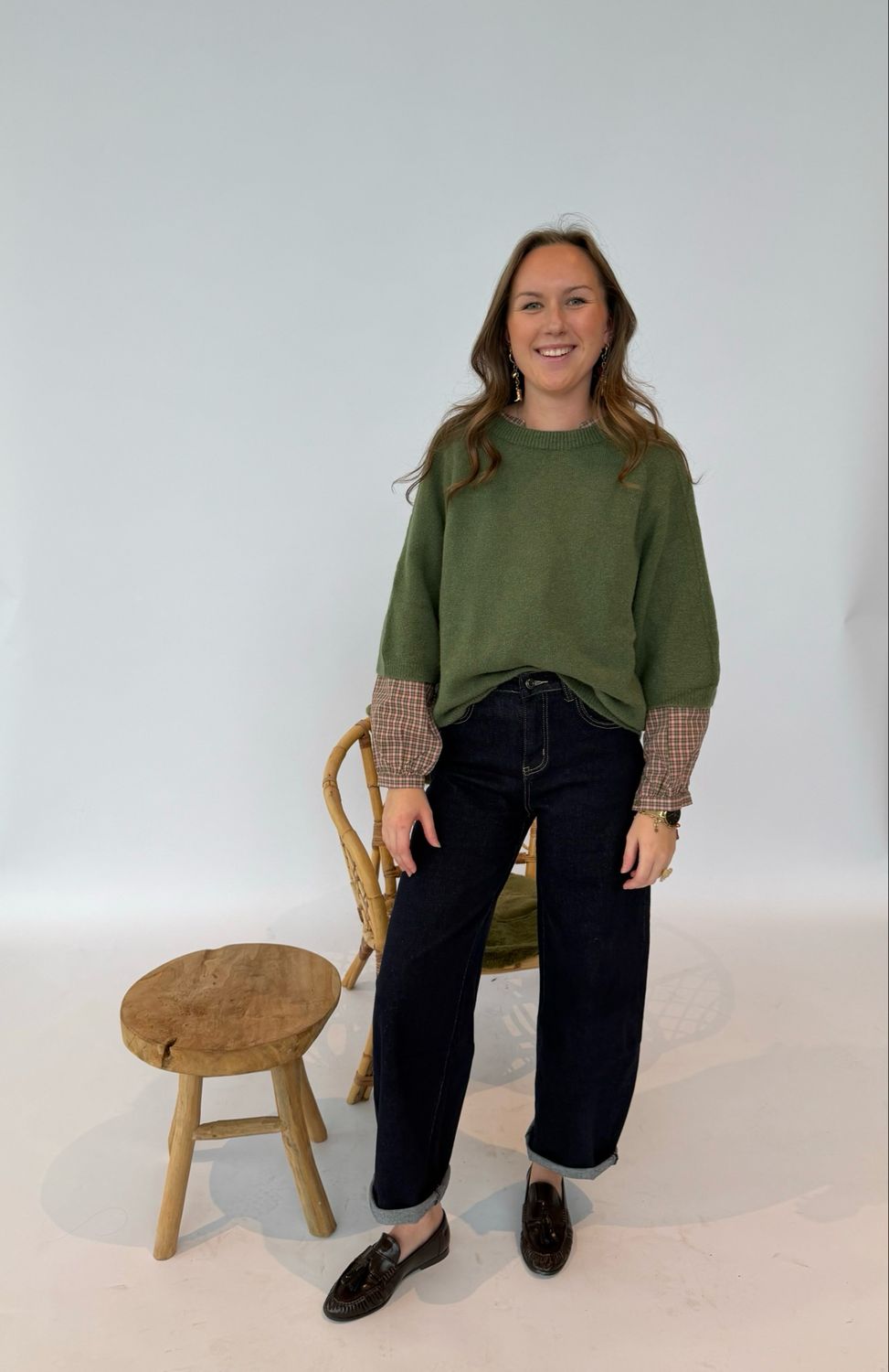 TRUI MET HALFLANGE MOUW KHAKI