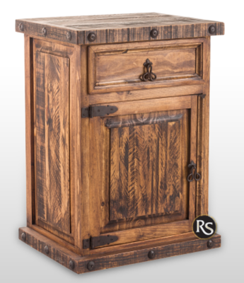 Large Rustic Nightstand-Dark Finish