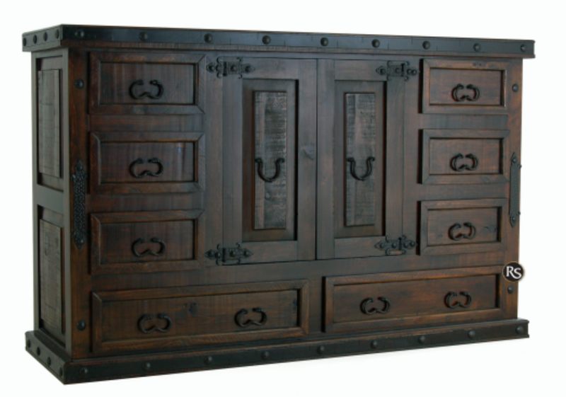 Gran Hacienda 8 Drawer 2 Door Chest-Walnut Finish