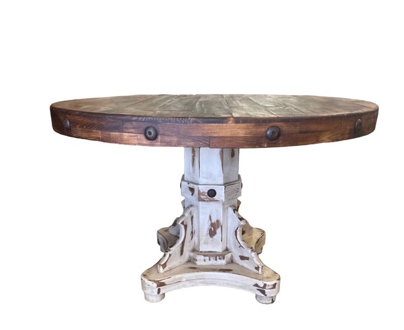Linea Rustica Round Table-Oldie White