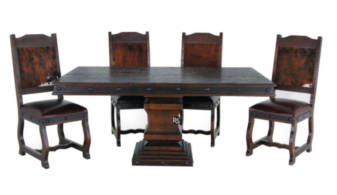 Grand Hacienda Single Pedestal 6 Ft Dinning Table-Chestnut Finish